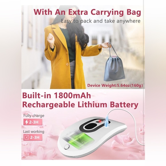 Portable USB Cordless Heating Pads w Massager for Back Pain Relief & Cramps - Picture 6 of 9